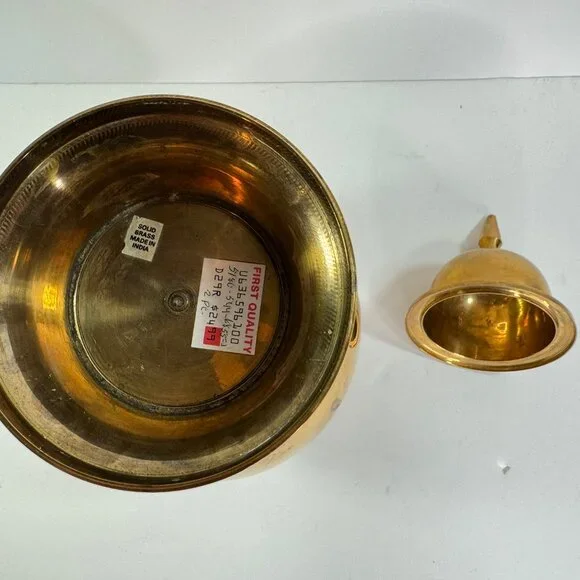 vintage tall large brass urn shaped container with lid 14" tall - Picture 6 of 7